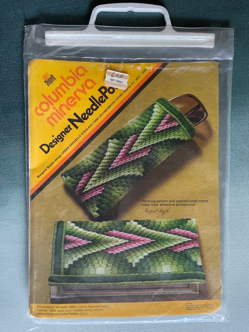 Columbia Minerva Needle Point Kit Eyeglasses Case Checkbook Cover Vintage 1974